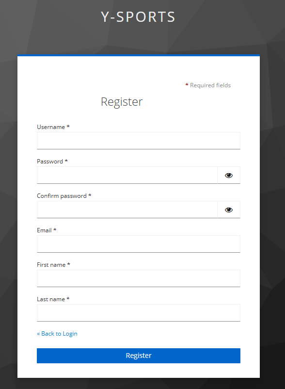 Y-sports registration form